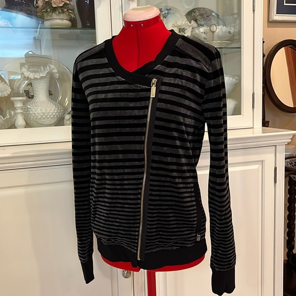 Calvin Klein Performance Tops - Black and grey velour performance shirt/jacket.